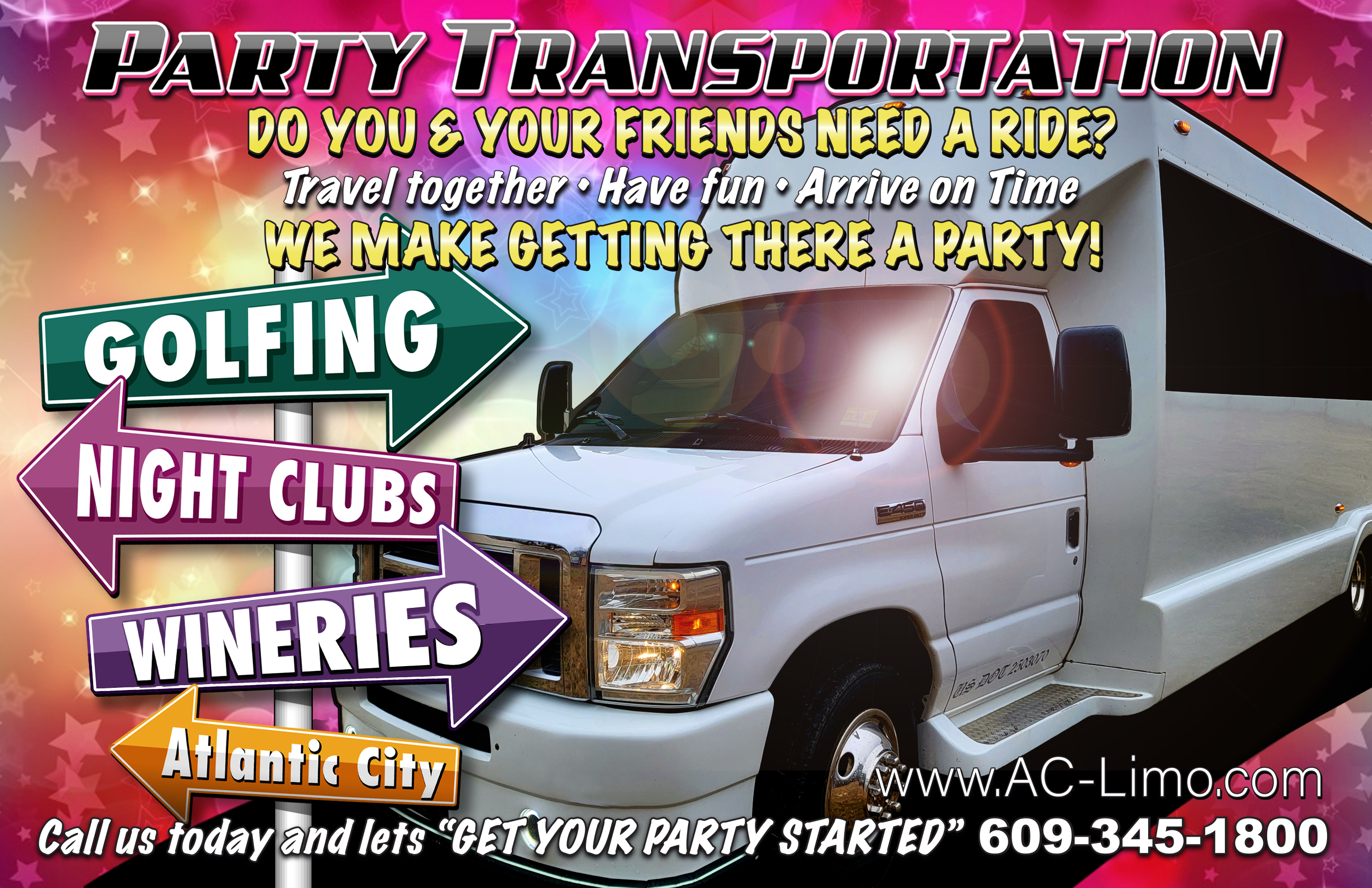 Party Transportation, lets GET YOUR PARTY STARTED.